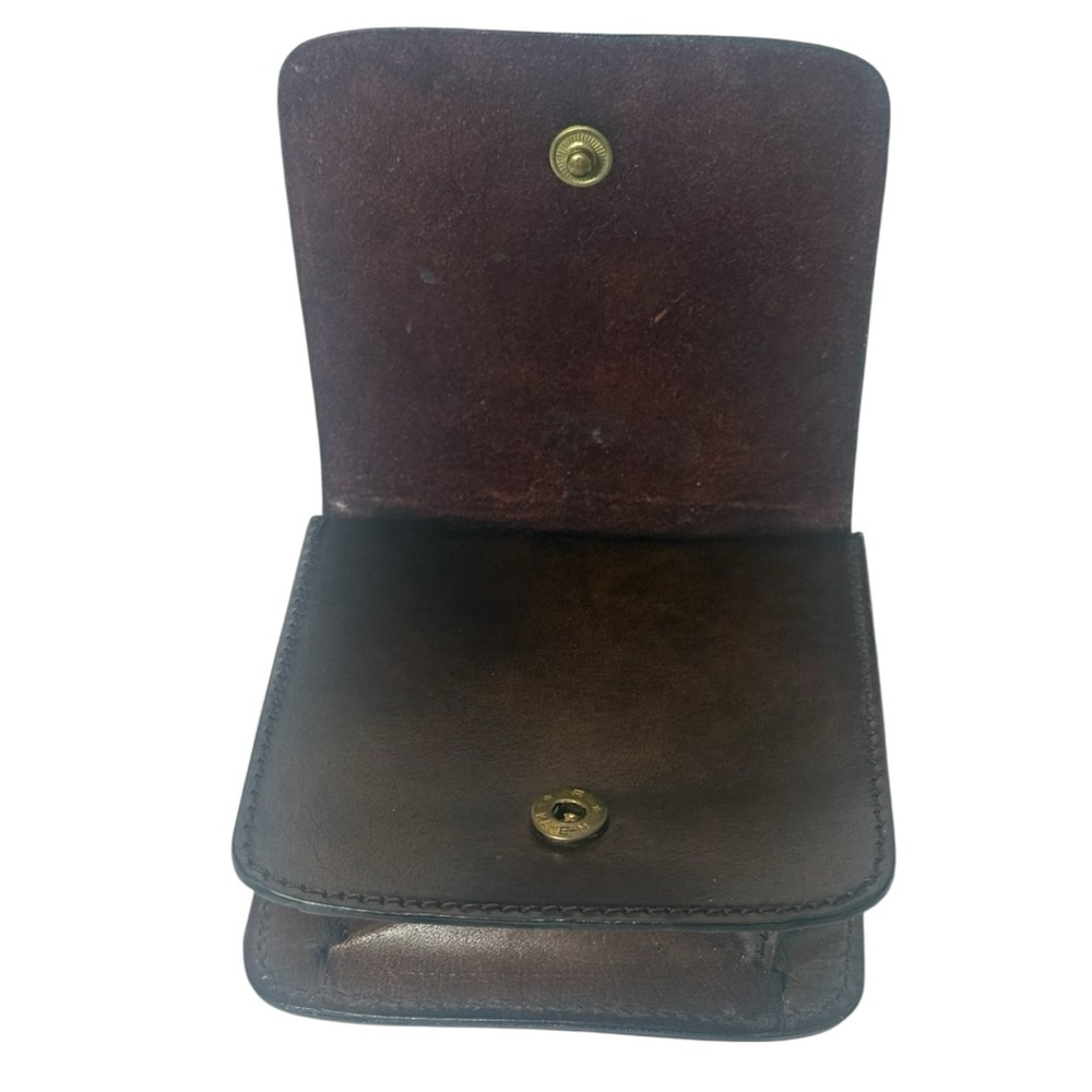 Kane-M Square Brown Leather Pouch For Belt 4" x 4"‎ x 1.25"